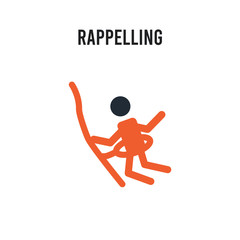 Rappelling vector icon on white background. Red and black colored Rappelling icon. Simple element illustration sign symbol EPS