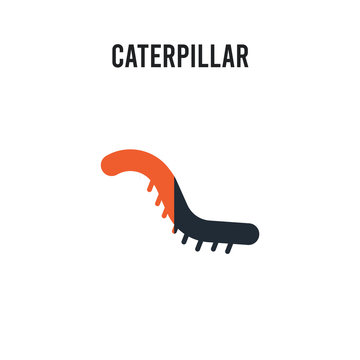 Caterpillar vector icon on white background. Red and black colored Caterpillar icon. Simple element illustration sign symbol EPS