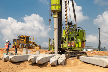 A piling rig at construction site