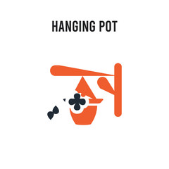 Hanging pot vector icon on white background. Red and black colored Hanging pot icon. Simple element illustration sign symbol EPS