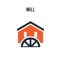 Mill vector icon on white background. Red and black colored Mill icon. Simple element illustration sign symbol EPS