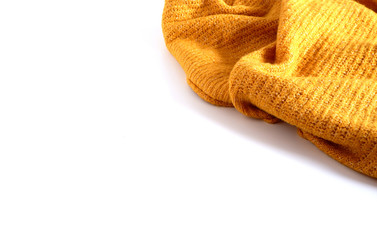 Yellow wool fabric. Advertising design background