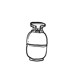 hand drawn Gas cylinder vector tank. Lpg propane bottle icon container. Oxygen gas cylinder canister fuel storage.doodle,