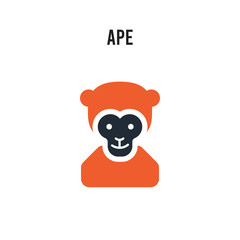Ape vector icon on white background. Red and black colored Ape icon. Simple element illustration sign symbol EPS