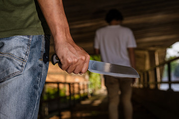 Portrait of a man who was attacked using a knife from the criminal