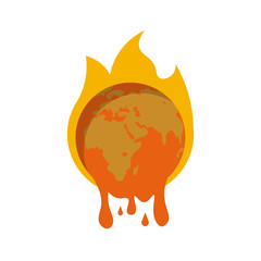 global-warming illustration design elements. burning earth flat icon