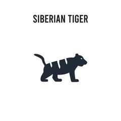 Siberian tiger vector icon on white background. Red and black colored Siberian tiger icon. Simple element illustration sign symbol EPS