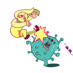 Vitamin C effectively defeats the virus. Illustration. Vector.