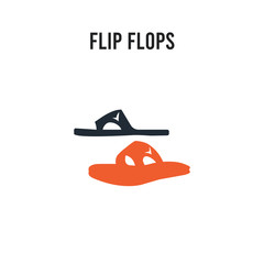 Flip flops vector icon on white background. Red and black colored Flip flops icon. Simple element illustration sign symbol EPS