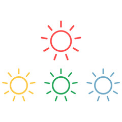 Sun icon set - simple flat design isolated on white background, vector