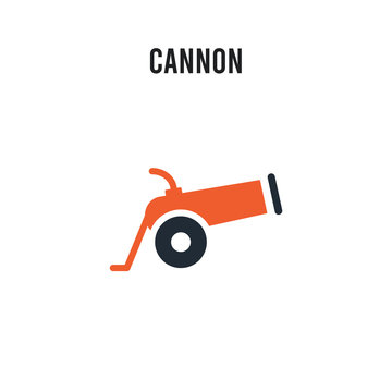 Cannon vector icon on white background. Red and black colored Cannon icon. Simple element illustration sign symbol EPS