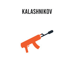 Kalashnikov vector icon on white background. Red and black colored Kalashnikov icon. Simple element illustration sign symbol EPS