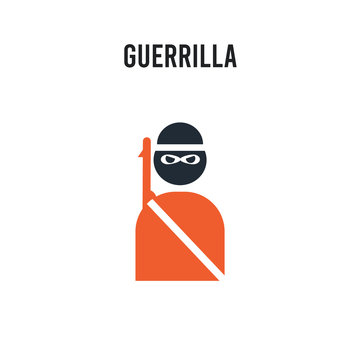 guerrilla vector icon on white background. Red and black colored guerrilla icon. Simple element illustration sign symbol EPS