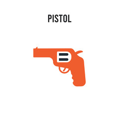 Pistol vector icon on white background. Red and black colored Pistol icon. Simple element illustration sign symbol EPS