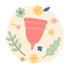 Obraz premium Hygiene and care items during menstruation. Zero waste objects. Vector illustration