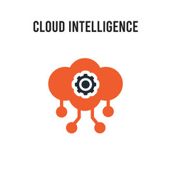 Cloud Intelligence vector icon on white background. Red and black colored Cloud Intelligence icon. Simple element illustration sign symbol EPS