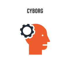 Cyborg vector icon on white background. Red and black colored Cyborg icon. Simple element illustration sign symbol EPS