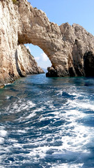 Boating along the rocks and caves