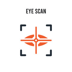 Eye scan vector icon on white background. Red and black colored Eye scan icon. Simple element illustration sign symbol EPS