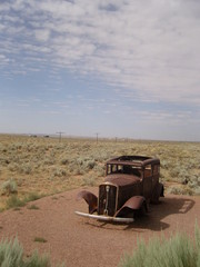 old rusty abandoned truck car in the desert