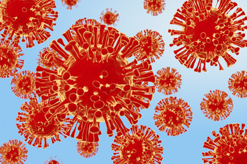 COVID-19,  Coronavirus Disease 2019 wizualizacja 3d - obrazy, fototapety, plakaty