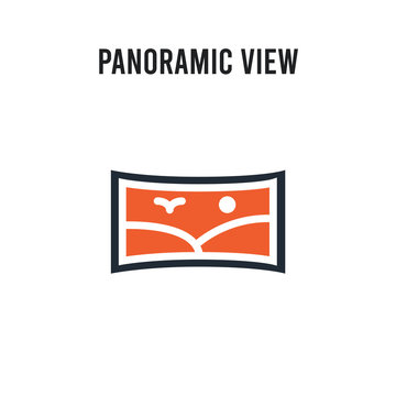 Panoramic view vector icon on white background. Red and black colored Panoramic view icon. Simple element illustration sign symbol EPS