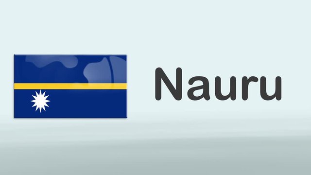 3d Presentation promo intro in white background with a colorful ribon of the flag and country of Nauru