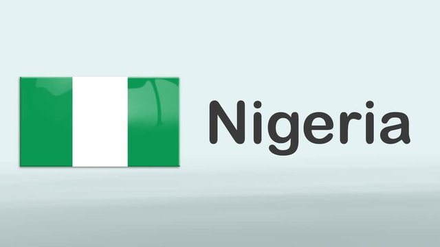 3d Presentation promo intro in white background with a colorful ribon of the flag and country of Nigeria