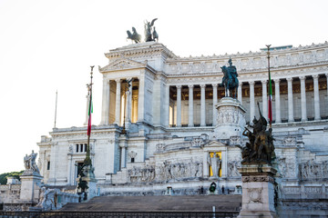 Rome. Venice square in Rome, Piazza Venezia. Sunny day. The Vittoriano.