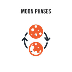 Moon phases vector icon on white background. Red and black colored Moon phases icon. Simple element illustration sign symbol EPS