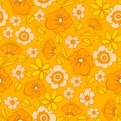 naadloos patroon met heldere bloemen in de stijl van de jaren 70