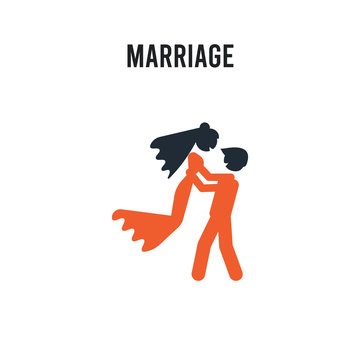 Marriage vector icon on white background. Red and black colored Marriage icon. Simple element illustration sign symbol EPS