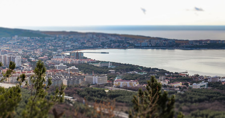 the resort city of Gelendzhik, view of the city center and the Bay from the mountains