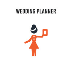 wedding planner vector icon on white background. Red and black colored wedding planner icon. Simple element illustration sign symbol EPS