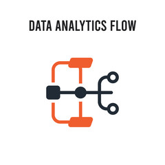 Data analytics flow vector icon on white background. Red and black colored Data analytics flow icon. Simple element illustration sign symbol EPS
