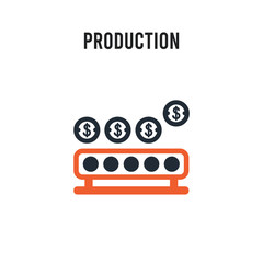 Production vector icon on white background. Red and black colored Production icon. Simple element illustration sign symbol EPS