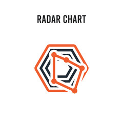 radar chart vector icon on white background. Red and black colored radar chart icon. Simple element illustration sign symbol EPS