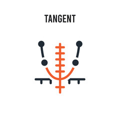 Tangent vector icon on white background. Red and black colored Tangent icon. Simple element illustration sign symbol EPS