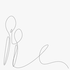 Spoons line drawing, restaurant background vector illustration