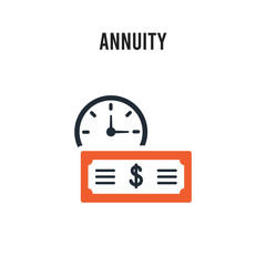 Annuity vector icon on white background. Red and black colored Annuity icon. Simple element illustration sign symbol EPS