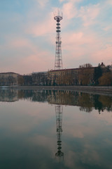 Minsk,Belarus - 29/03/2020: springtime in centre of Minsk in Gorky Park with river Svisloch