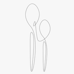 Spoons silhouette line drawing, vector illustration