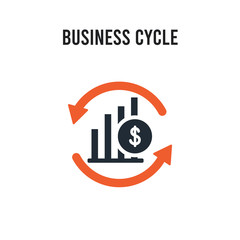 Business cycle vector icon on white background. Red and black colored Business cycle icon. Simple element illustration sign symbol EPS