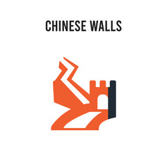 Chinese walls vector icon on white background. Red and black colored Chinese walls icon. Simple element illustration sign symbol EPS