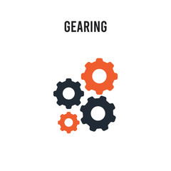 Gearing vector icon on white background. Red and black colored Gearing icon. Simple element illustration sign symbol EPS