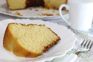 Slice of homemade vanilla cake