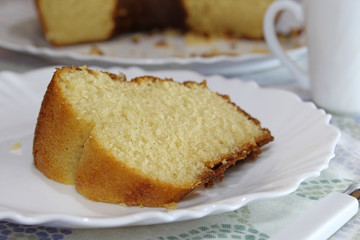 Slice of homemade vanilla cake