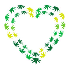 heart made of hemp leaves