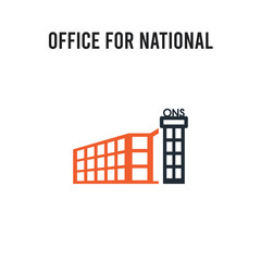Obraz premium Office for National Statistics (ONS) vector icon on white background. Red and black colored Office for National Statistics (ONS) icon. Simple element illustration sign symbol EPS