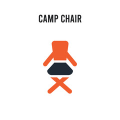 camp chair vector icon on white background. Red and black colored camp chair icon. Simple element illustration sign symbol EPS